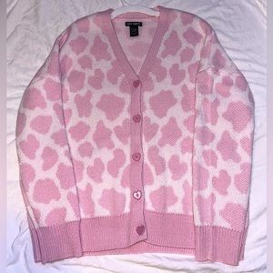 Pink Cow Print Cardigan From Hot Topic